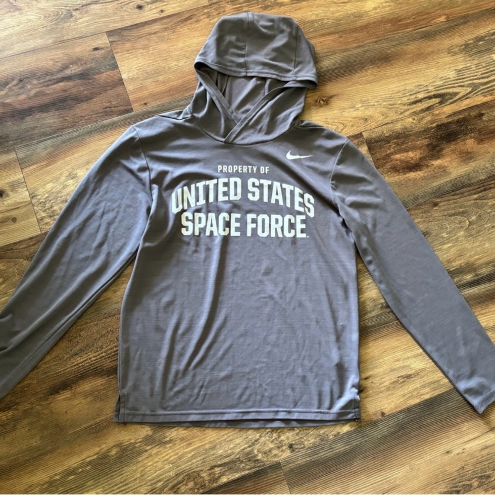 Nike Gray United States Space Force Hooded Long Sleeve Shirt Men's Small